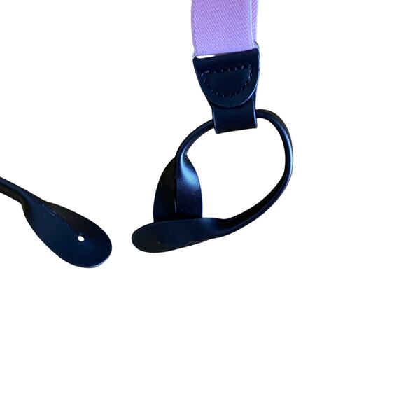 Vintage Y-shaped Fabric and Elastic Solid Pink Suspenders button pant attachment - Picture 3 of 6